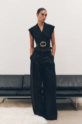 Andina Shortsleeve Linen Top - Black